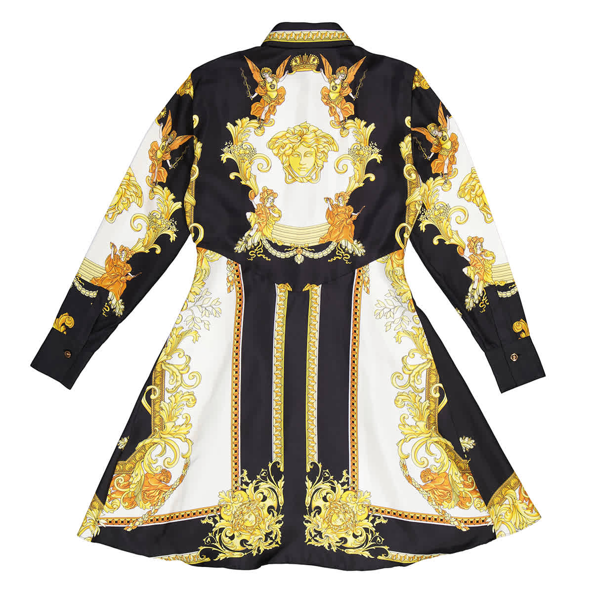 Versace Ladies Baroque Print Silk Shirt Dress