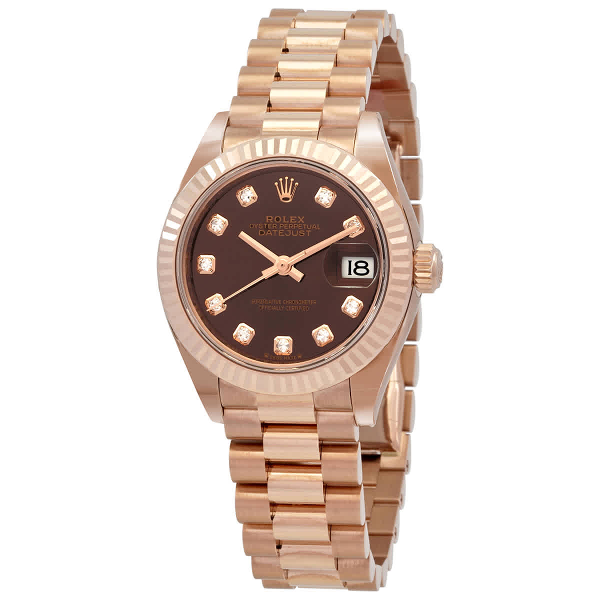 Rolex Lady Datejust Chocolate Diamond Dial Automatic 18 Carat Rose Gold President Watch 279175CHDP