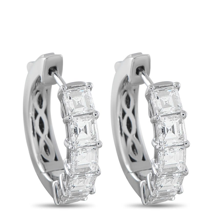 Pre-Owned LB Exclusive 18K White Gold 1.75ct Diamond Hoop Earrings AER 16752 7