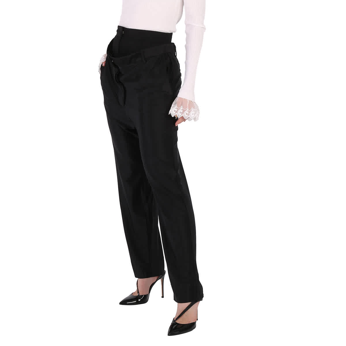 Burberry Ladies Black Lombardy Double-waisted Jersey Pants