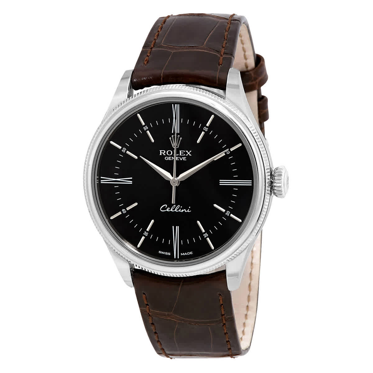 Rolex Cellini Automatic Black Dial Brown Leather Mens Watch 50509BRSL 15730$