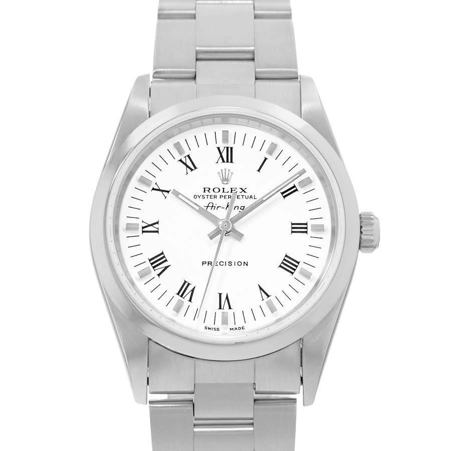 Preowned Rolex Air King 34 Automatic Chronometer White Dial Mens Watch 14000M WRO