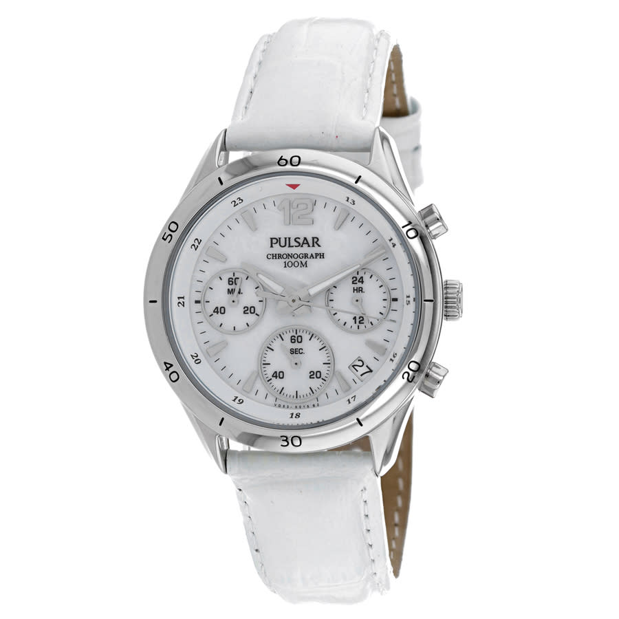 Pulsar Classic Chronograph Quartz White Dial Ladies Watch PT3085