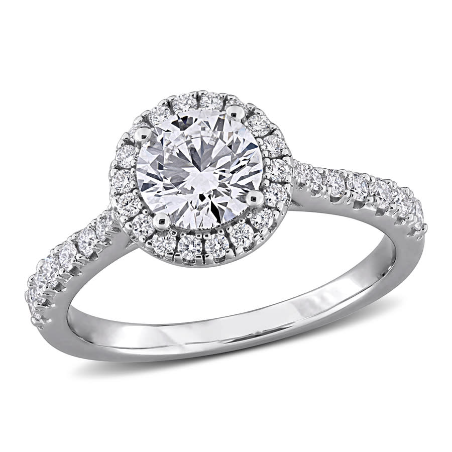 Created Forever 1 25CT TGW Lab Grown Diamond Halo Engagement in Sterling Silver 583$