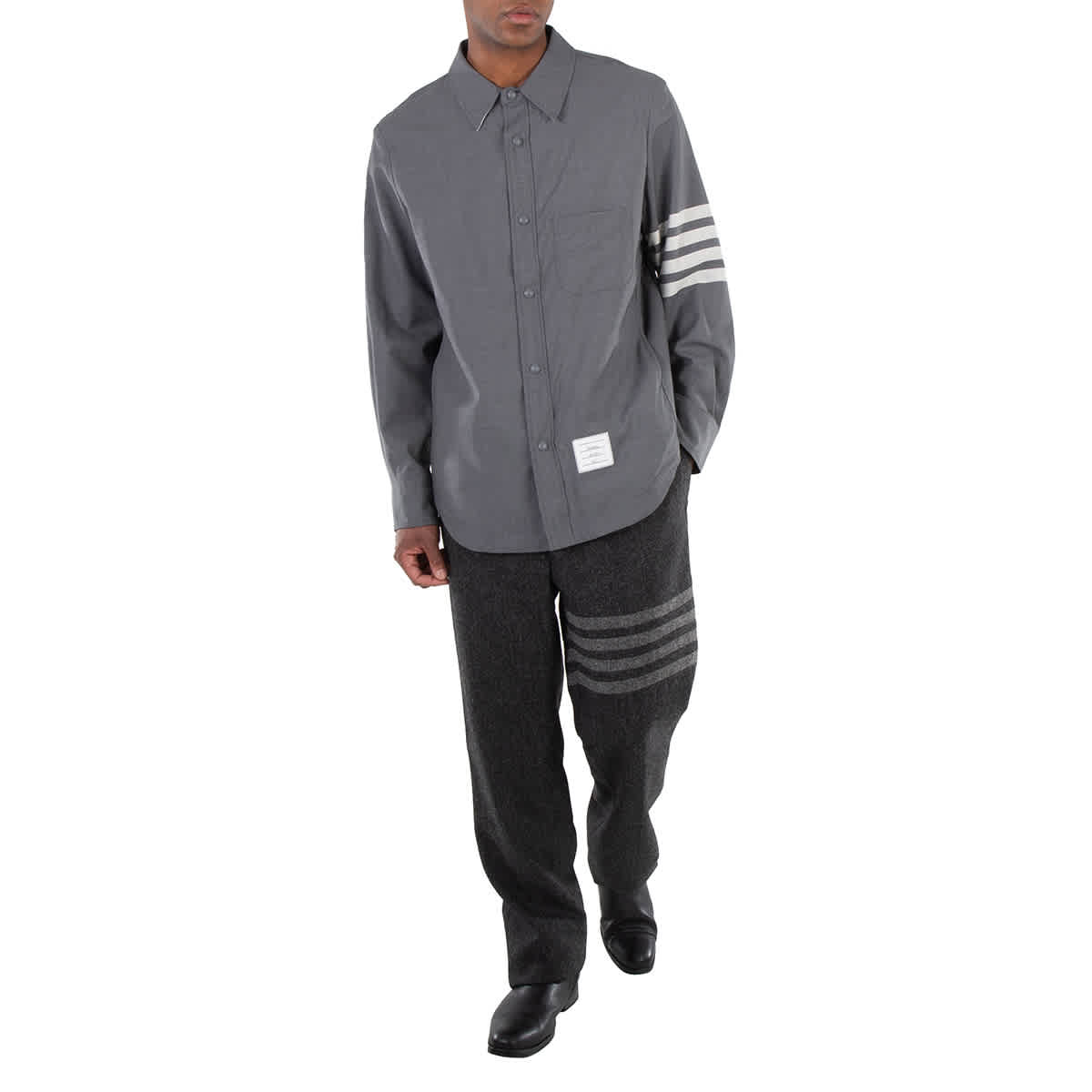 Thom Browne Medium Grey 4-Bar Wool Shirt Jacket, Brand Size 2 (Medium) - Bild 4 von 5