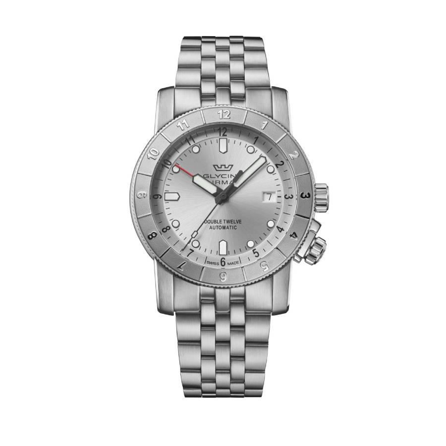 Glycine Airman Double Twelve Automatic Silver Dial Mens Watch GL0555 460$