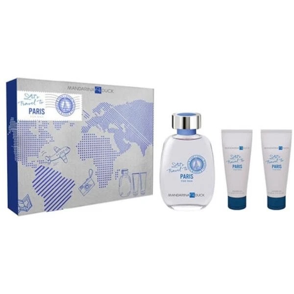 Mandarina Duck Mens Let's Travel To Paris EDT Gift Set Fragrances 8427395015846