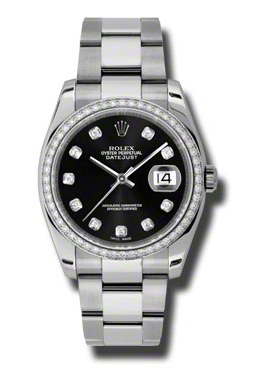 Rolex Oyster Perpetual Datejust 36 Black Dial Stainless Steel Bracelet Automatic Ladies Watch 116244BKDO