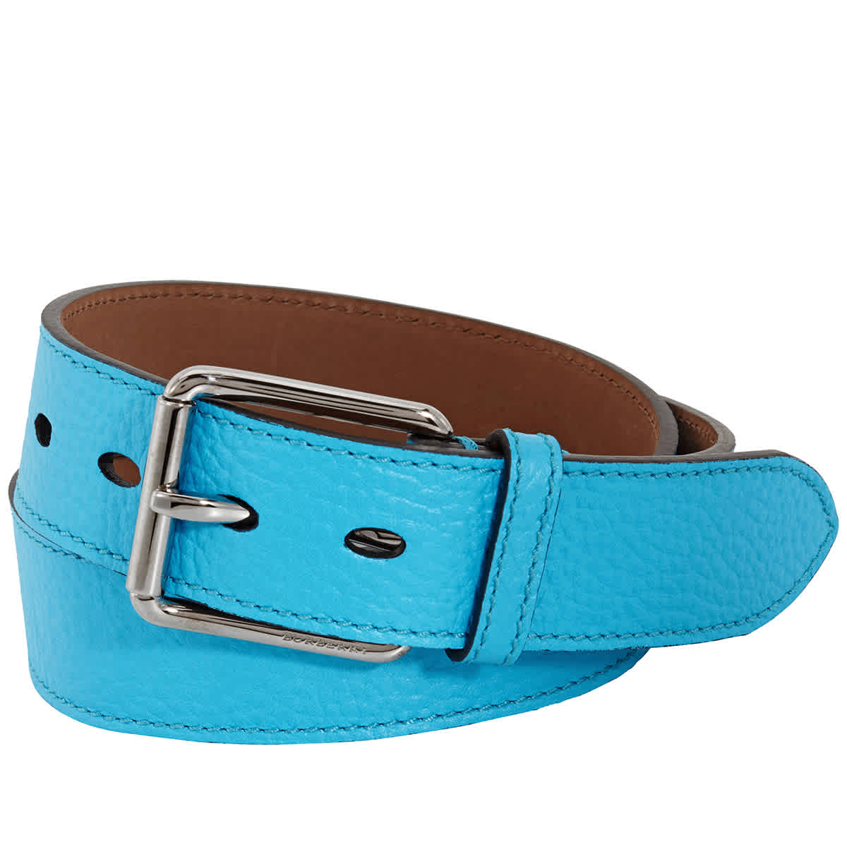 Burberry Embossed Grainy Leather Belt In Neon Blue