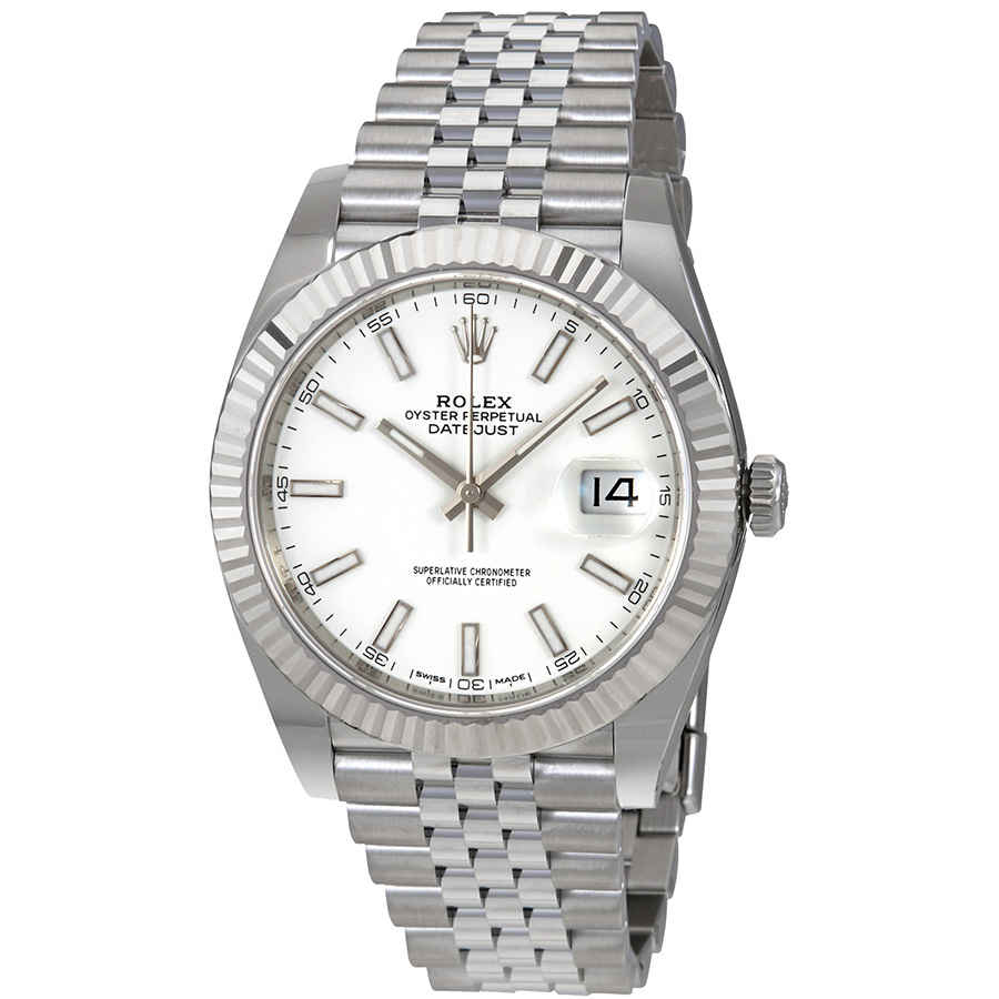 Rolex Datejust 41 White Dial Automatic Mens Watch 126334WSJ