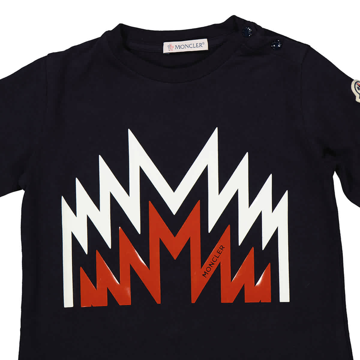 Moncler Kids Navy Stretch Cotton Logo Print Long-Sleeved T-Shirt