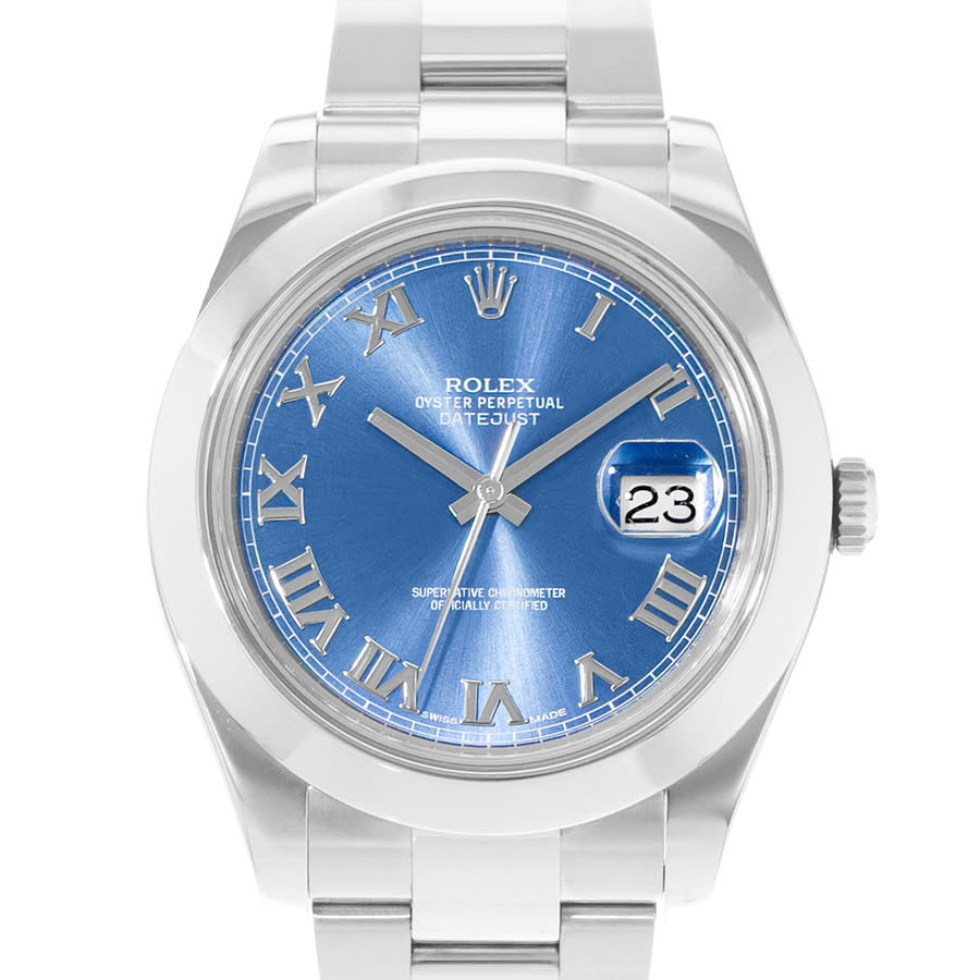 Preowned Rolex Datejust Ii Automatic Chronometer Blue Dial Mens Watch 116300 BLRO