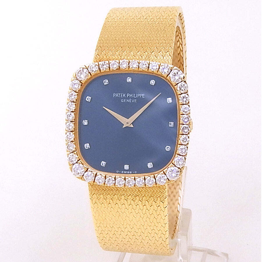 Pre-owned Patek Philippe Vintage Hand Wind Diamond Blue Dial Ladies Watch 3616/2