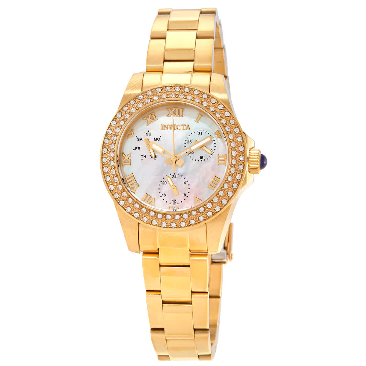 Invicta Angel Quartz Crystal White Mother of Pearl Dial Ladies Watch 28481 78$
