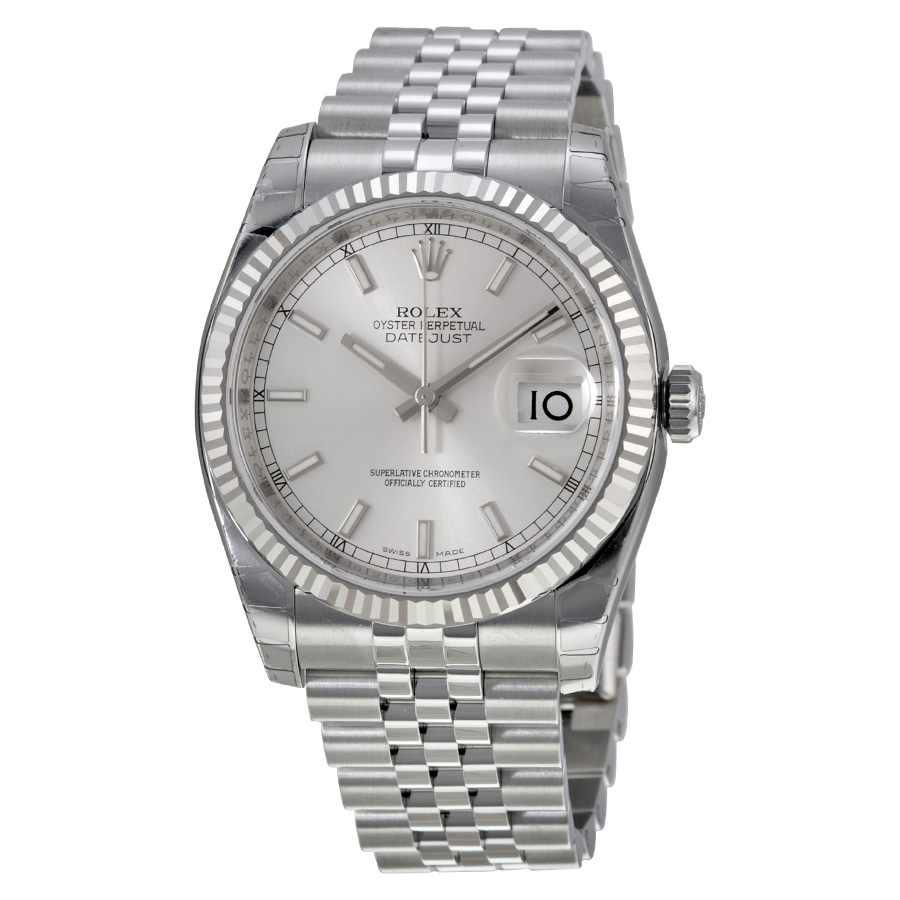 Preowned Rolex Oyster Perpetual Silver Dial Mens Watch 116234SSJ
