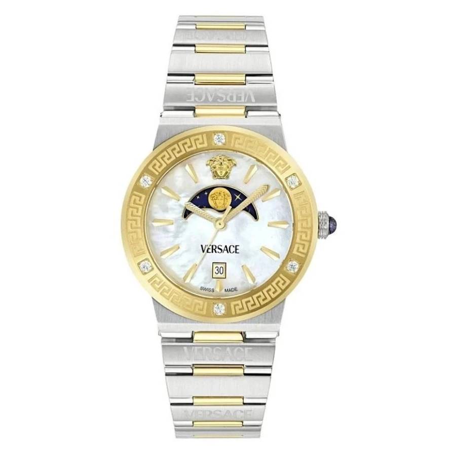 Versace Greca Logo Moonphase Quartz Mother of Pearl Dial Ladies Watch VE7G00524 799$