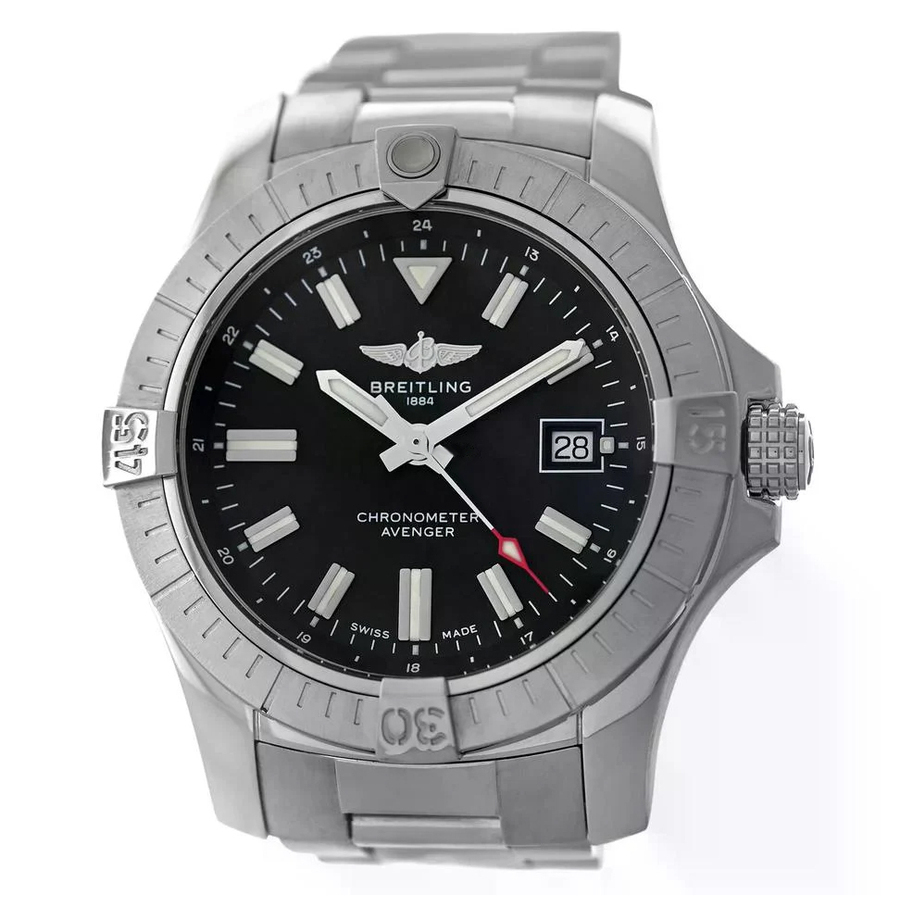 Pre-owned Breitling Avenger Automatic Chronometer Black Dial Mens Watch A17318 3574$