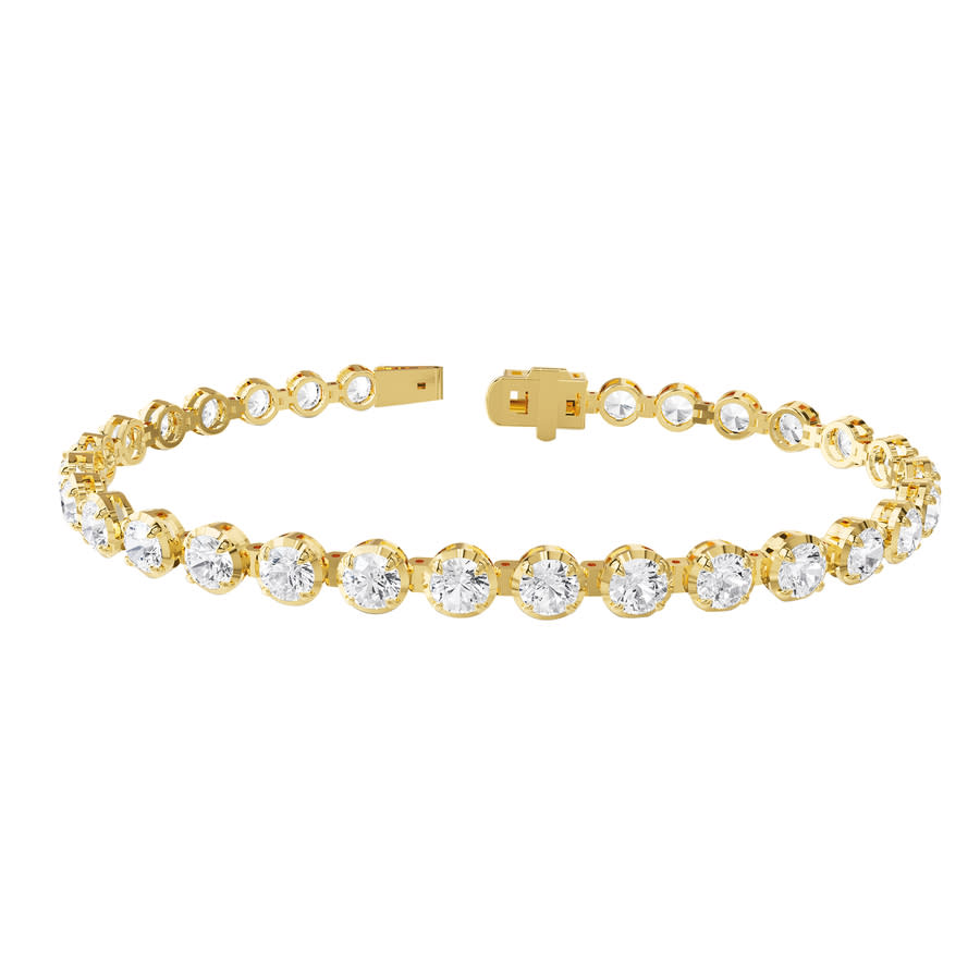 Diamond2Deal 18k Vermeil Plated Silver 7.5 ct Round Lab Grown Diamond Tennis Bracelet 7'' VVS-VS, E-F