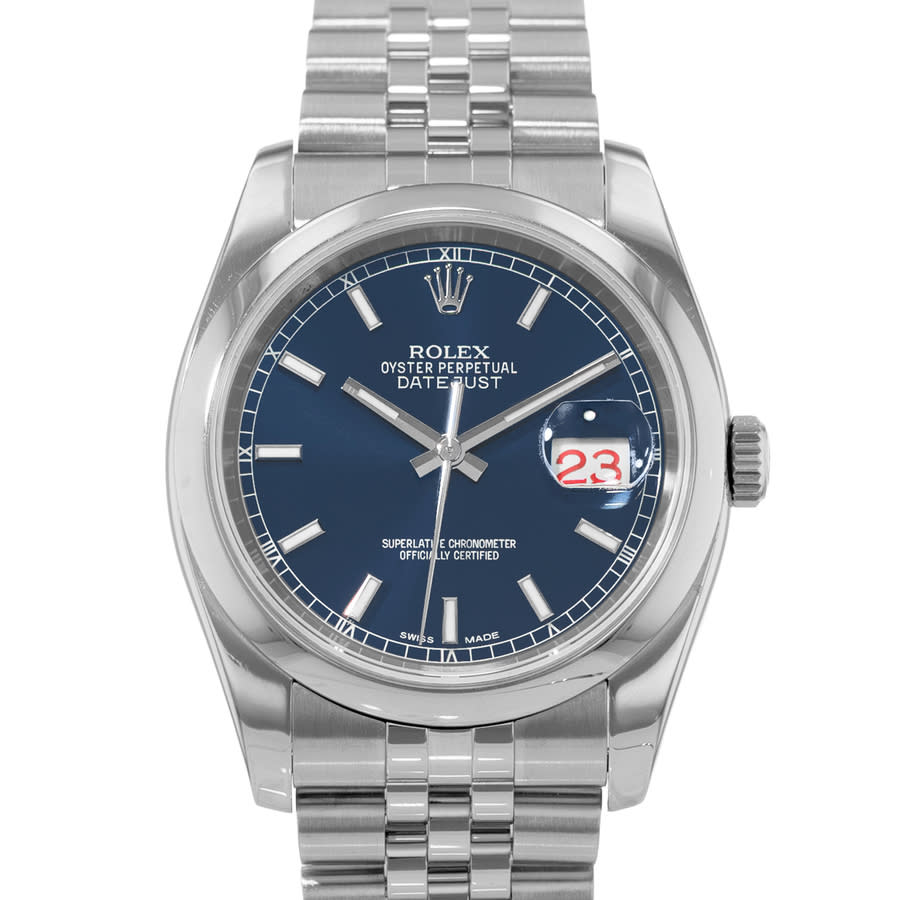 Preowned Rolex Datejust 36 Automatic Chronometer Blue Dial Mens Watch 116200 BLSJ