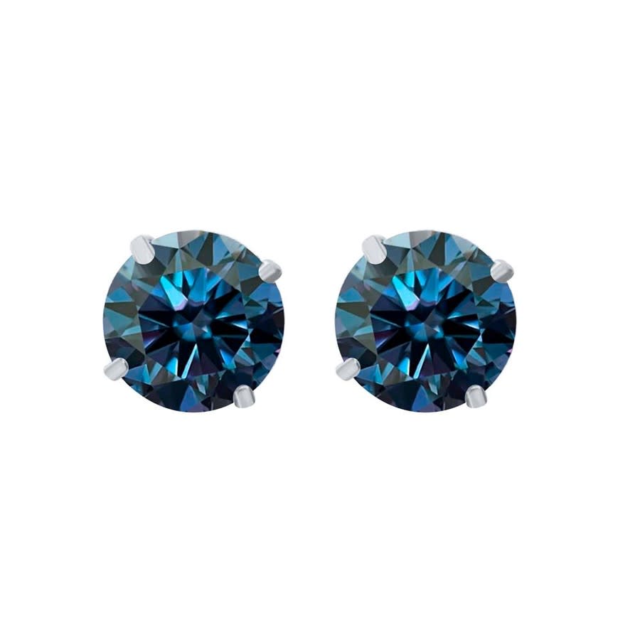 Maulijewels 2.50Ct 14K Gold GRA Certified D-VVS1 Round Blue Moissanite Diamond Screw Back Studs Earrings for women