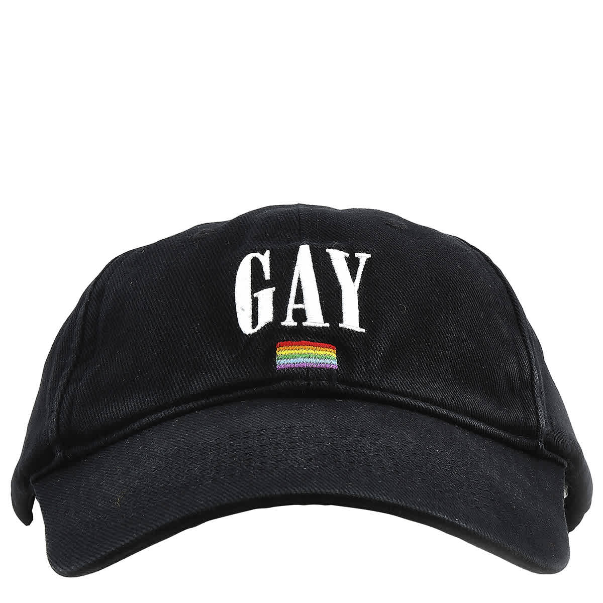 Pre-owned Balenciaga Black Gay Pride 2021 Embroidered Baseball Cap