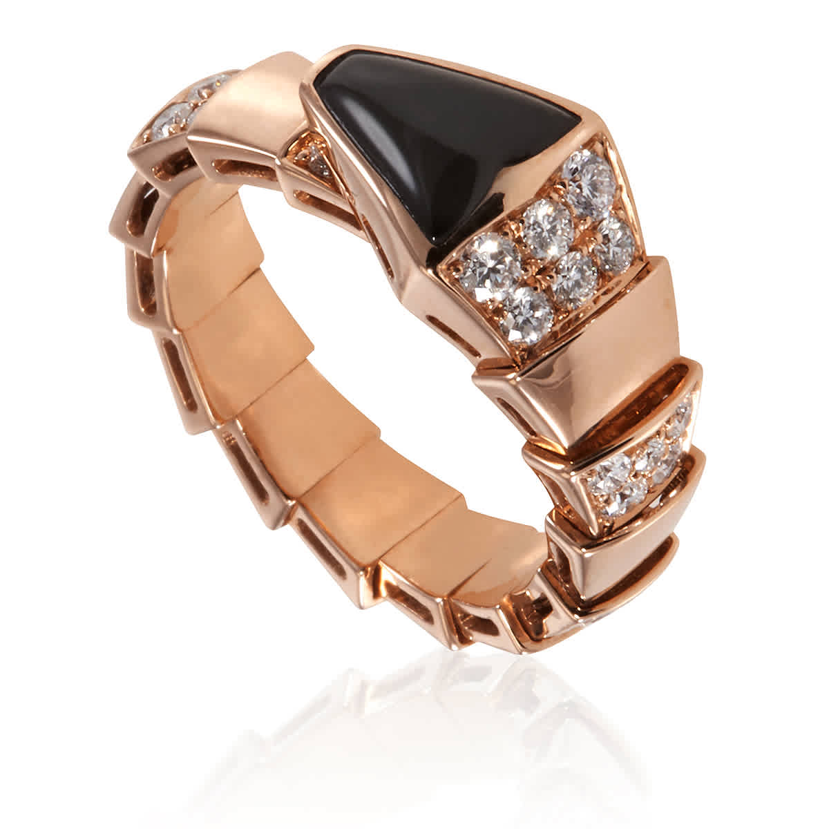 Bvlgari Serpenti Ring With Onyx And Demi Pave Diamonds Size Small 10500$