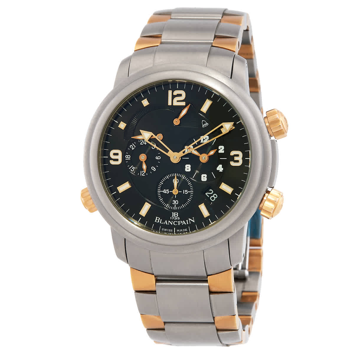 Blancpain Leman Reveil GMT Alarm GMT Automatic Black Dial Mens Watch 2041-12A3-098 18950$