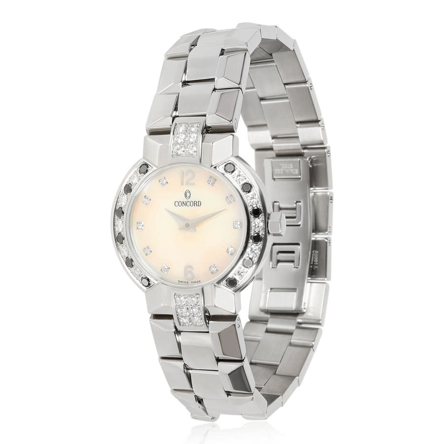 Pre-owned Concord La Scala Quartz Diamond White Dial Ladies Watch 14.G5.1853.S