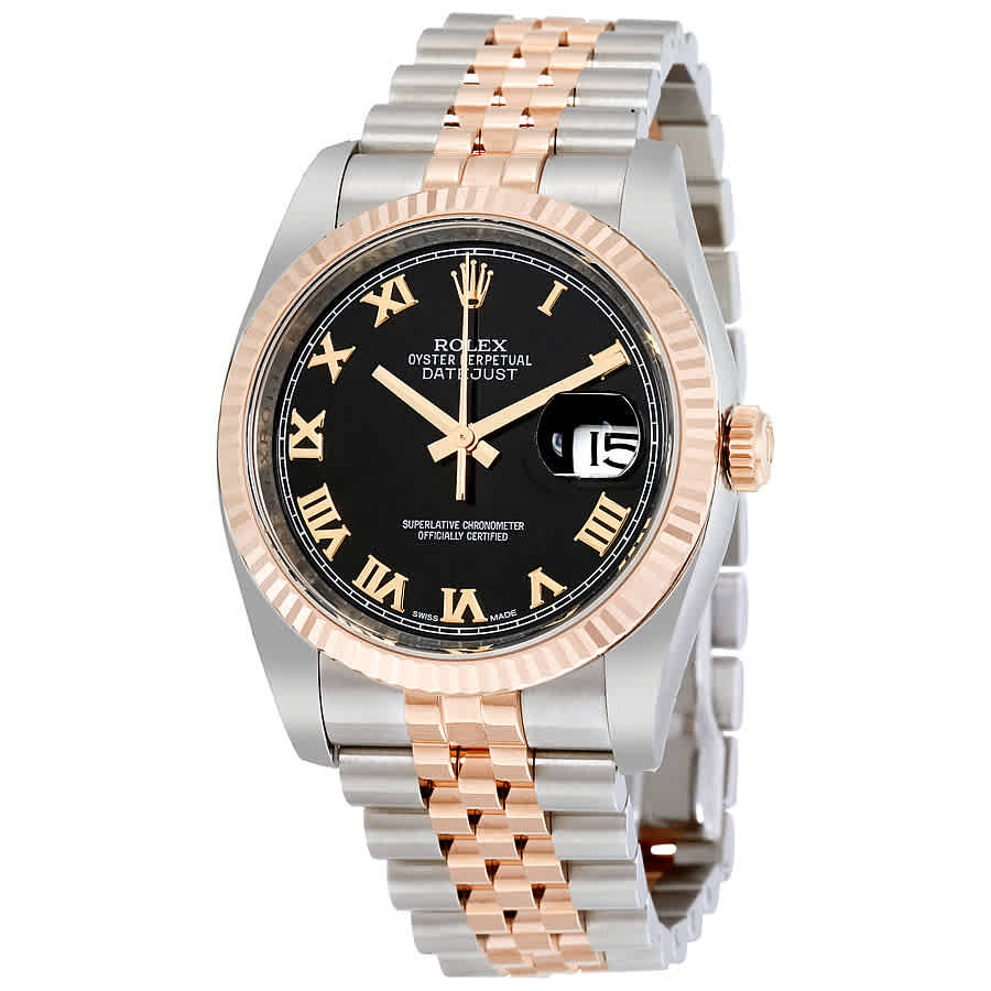 Rolex Oyster Perpetual Datejust 36 Black Dial Stainless Steel and 18K Everose Gold Jubilee Bracelet Automatic Mens Watch 116231BKRJ