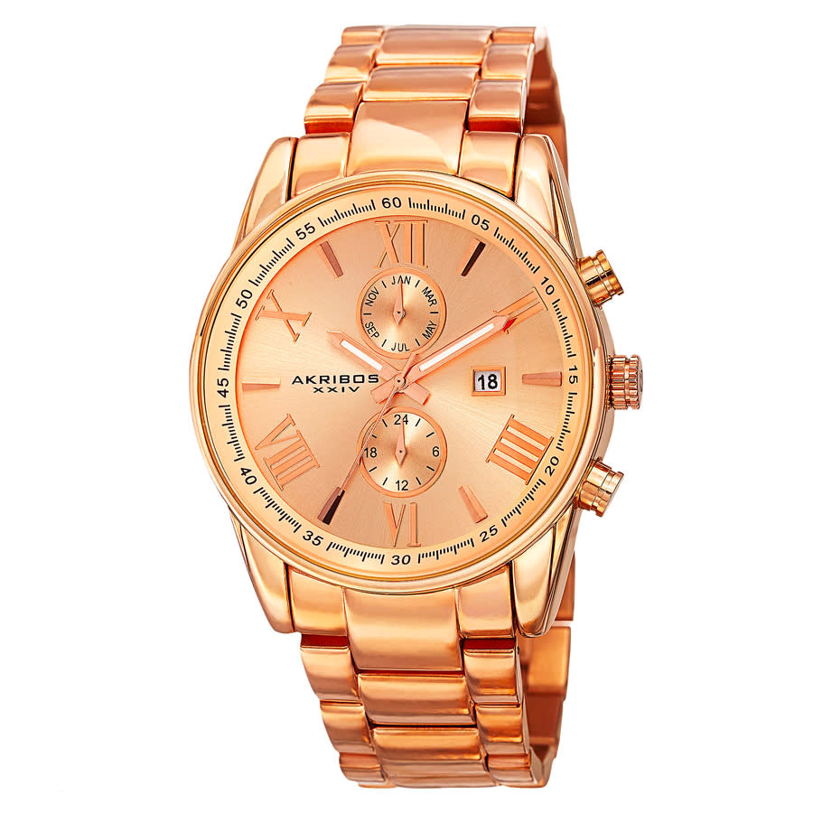 Akribos XXIV Our Products Quartz Rose Gold Dial Mens Watch P50122