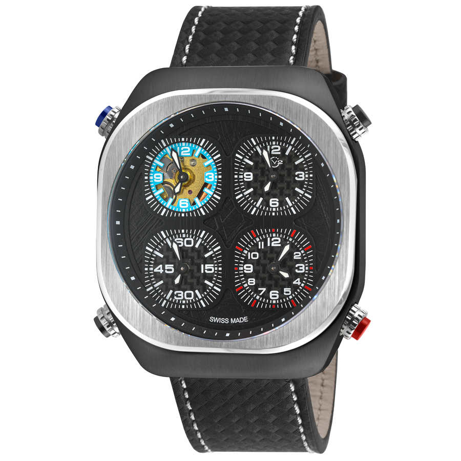 GV2 by Gevril Quattro Quartz Black Dial Mens Watch 43402 765$