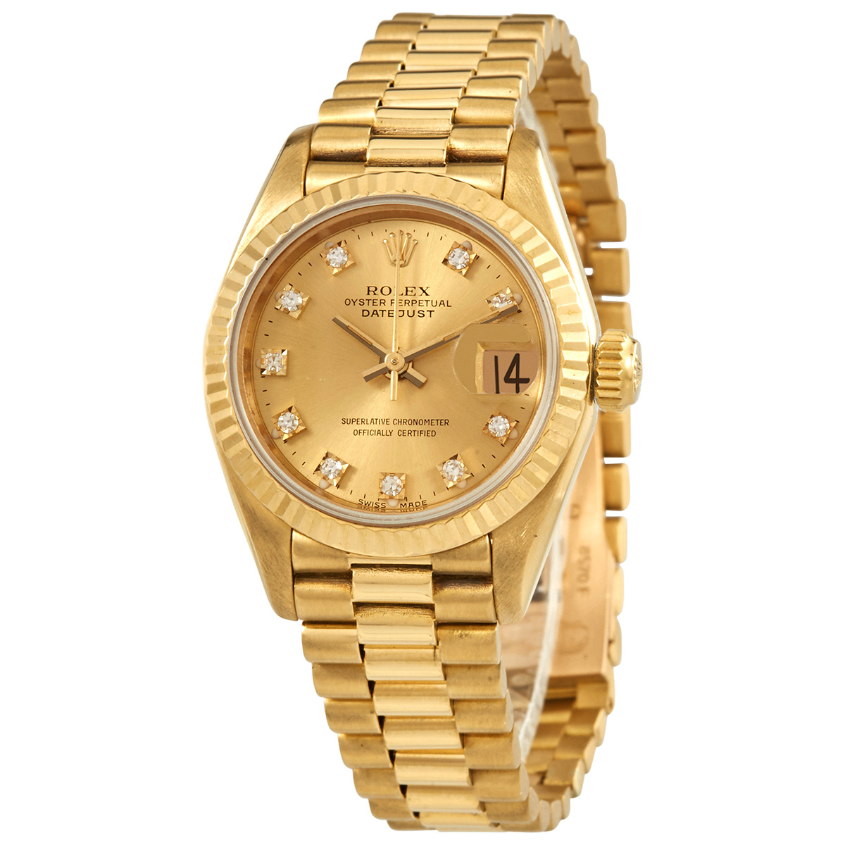 Preowned Rolex Datejust Automatic Diamond Champagne Dial Ladies Watch 69178CDP