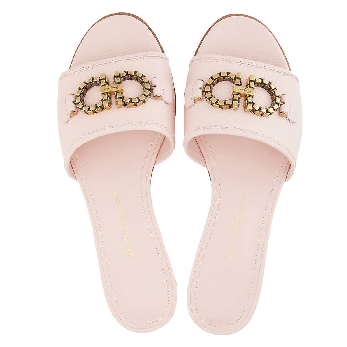 Salvatore Ferragamo Ladies Pink Rhodes Gancini Slide Sandals