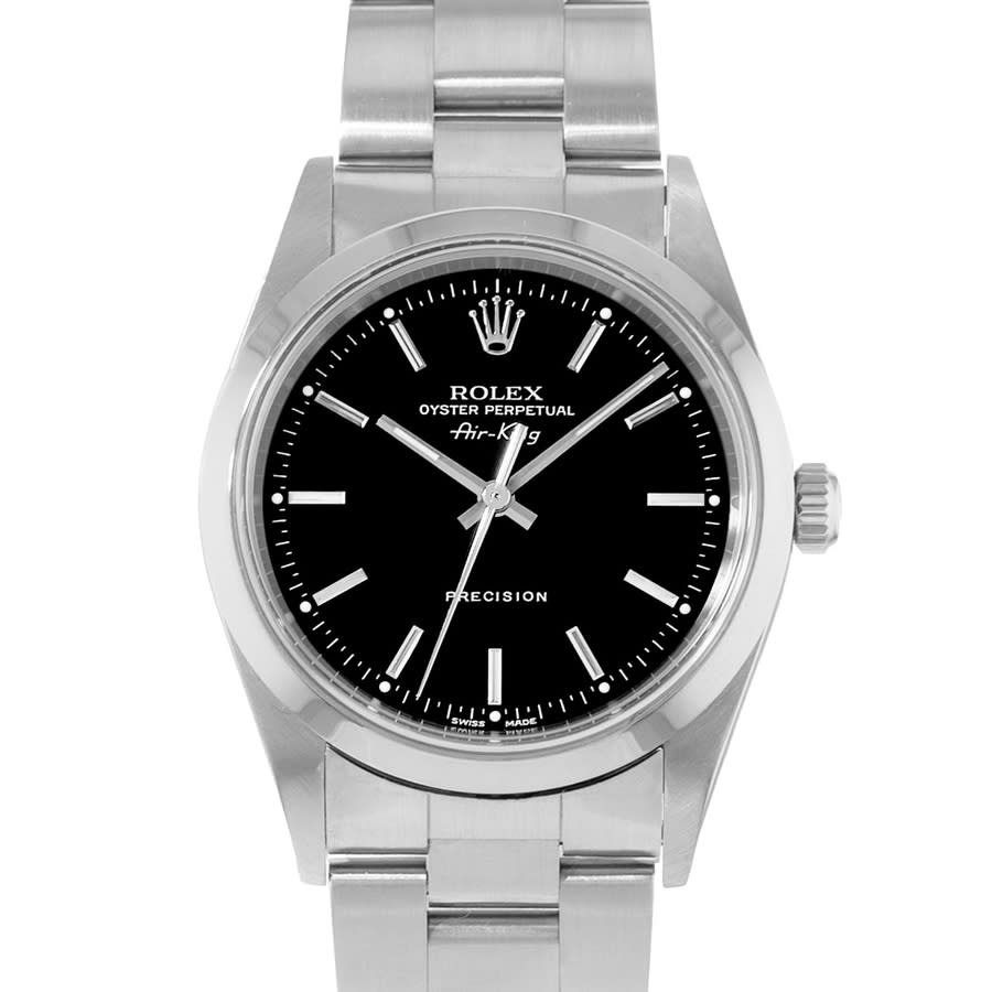 Preowned Rolex Air King 34 Automatic Chronometer Black Dial Mens Watch 14000M BKSO