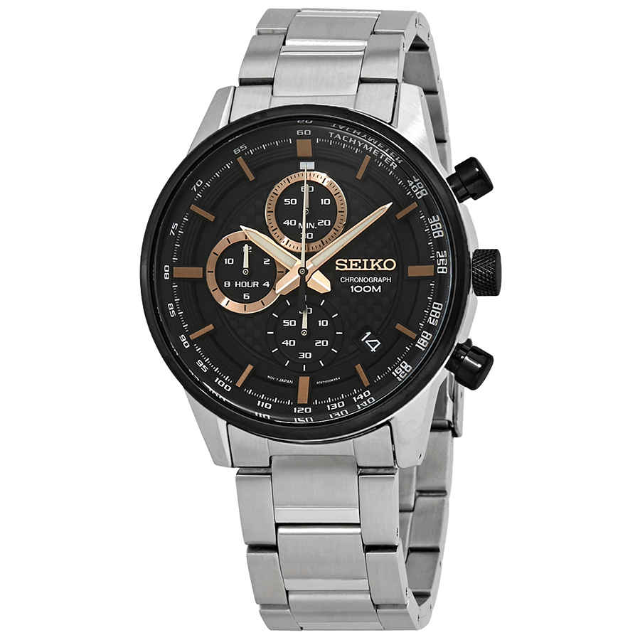 seiko chronograph black dial men's watch