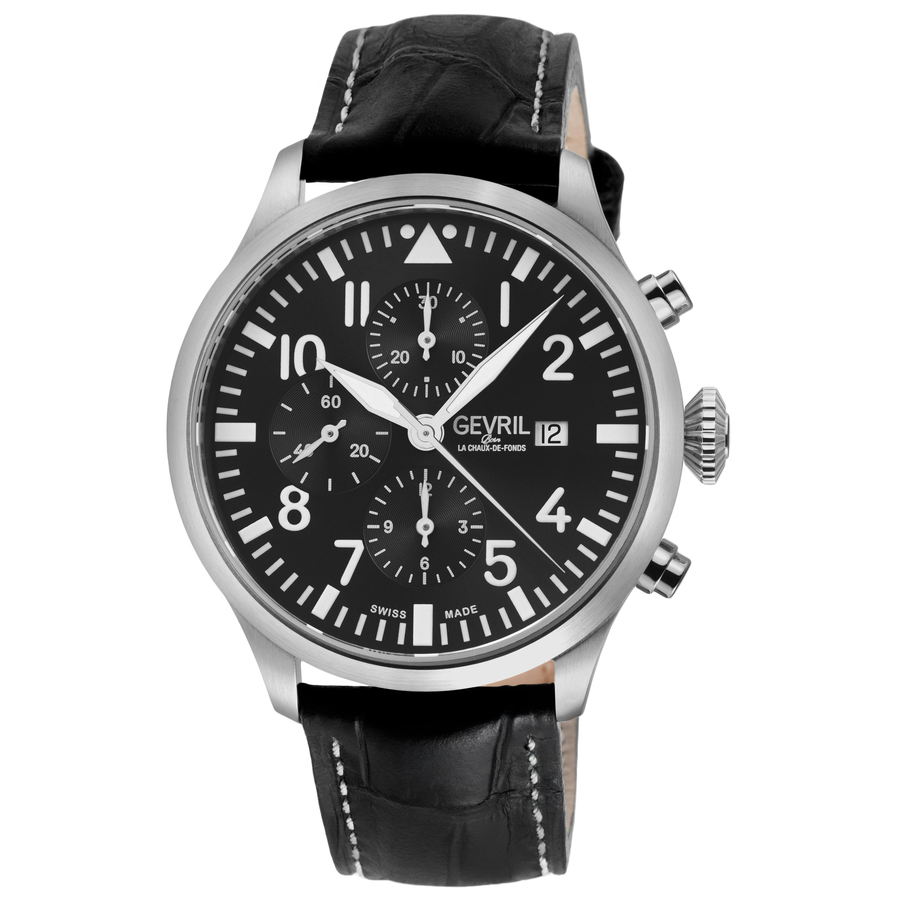 Gevril Vaughn Chronograph Automatic Black Dial Mens Watch 47100 1709$