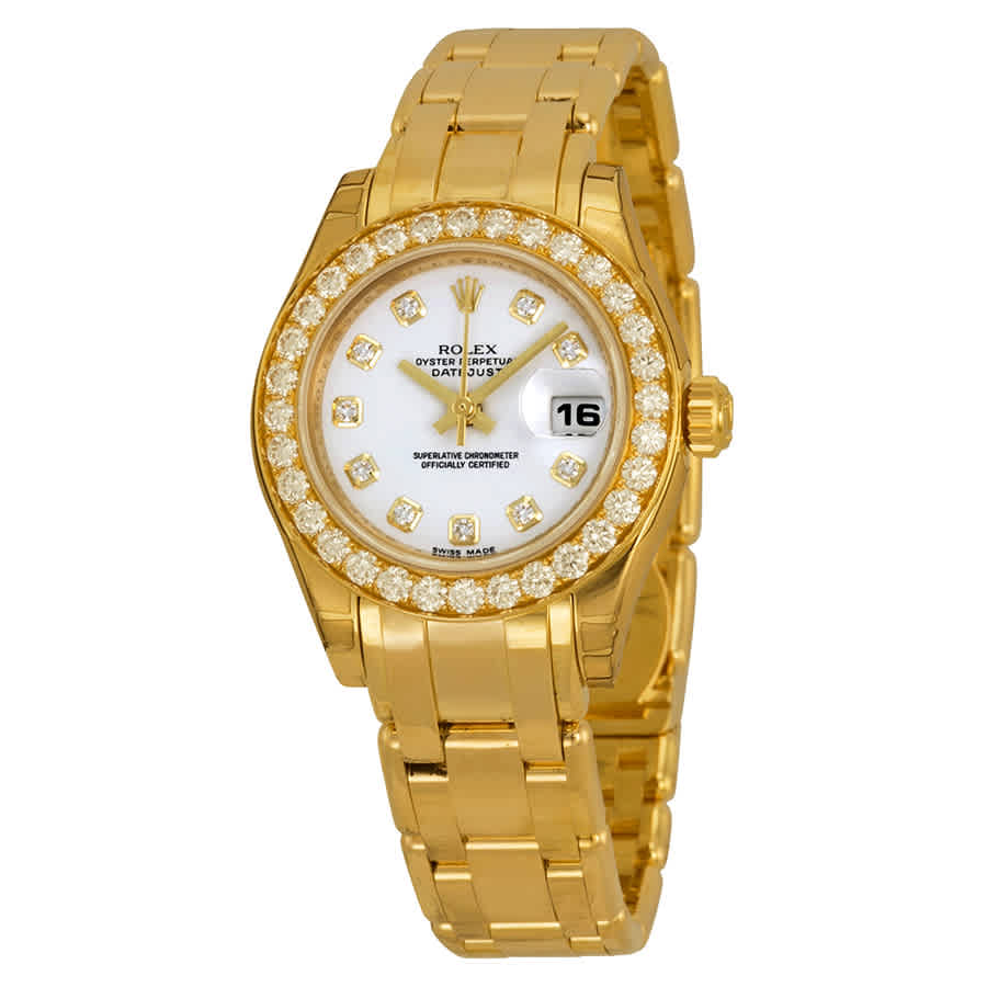 Rolex LadyDatejust Pearlmaster White Diamond Dial 18K Yellow Gold Automatic Ladies Watch 80298WDPM