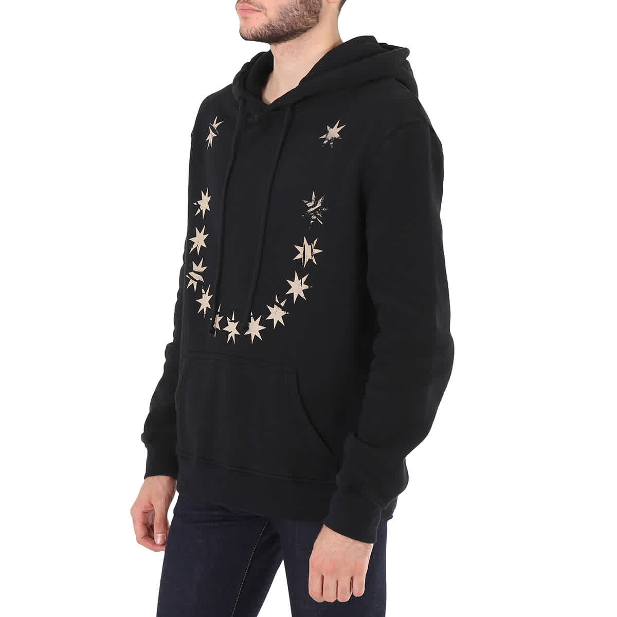 424 Men's Star Print Hoodie In Black