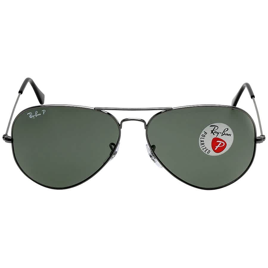 Ray-Ban Unisex Sunglass Aviator Classic -  Frame color: Gunmetal, Lens color: G-15 Green Polarized