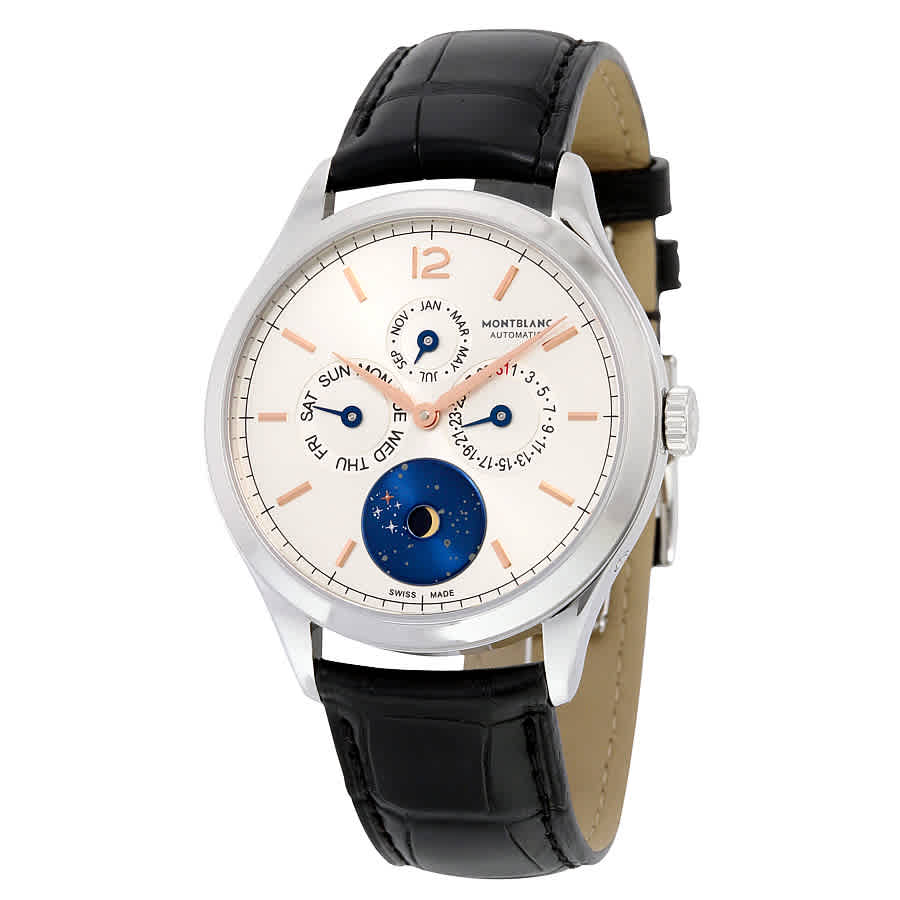 Montblanc Heritage Chronometrie Quantieme Automatic Silver Dial Black Leather Mens Watch 112536 5580$