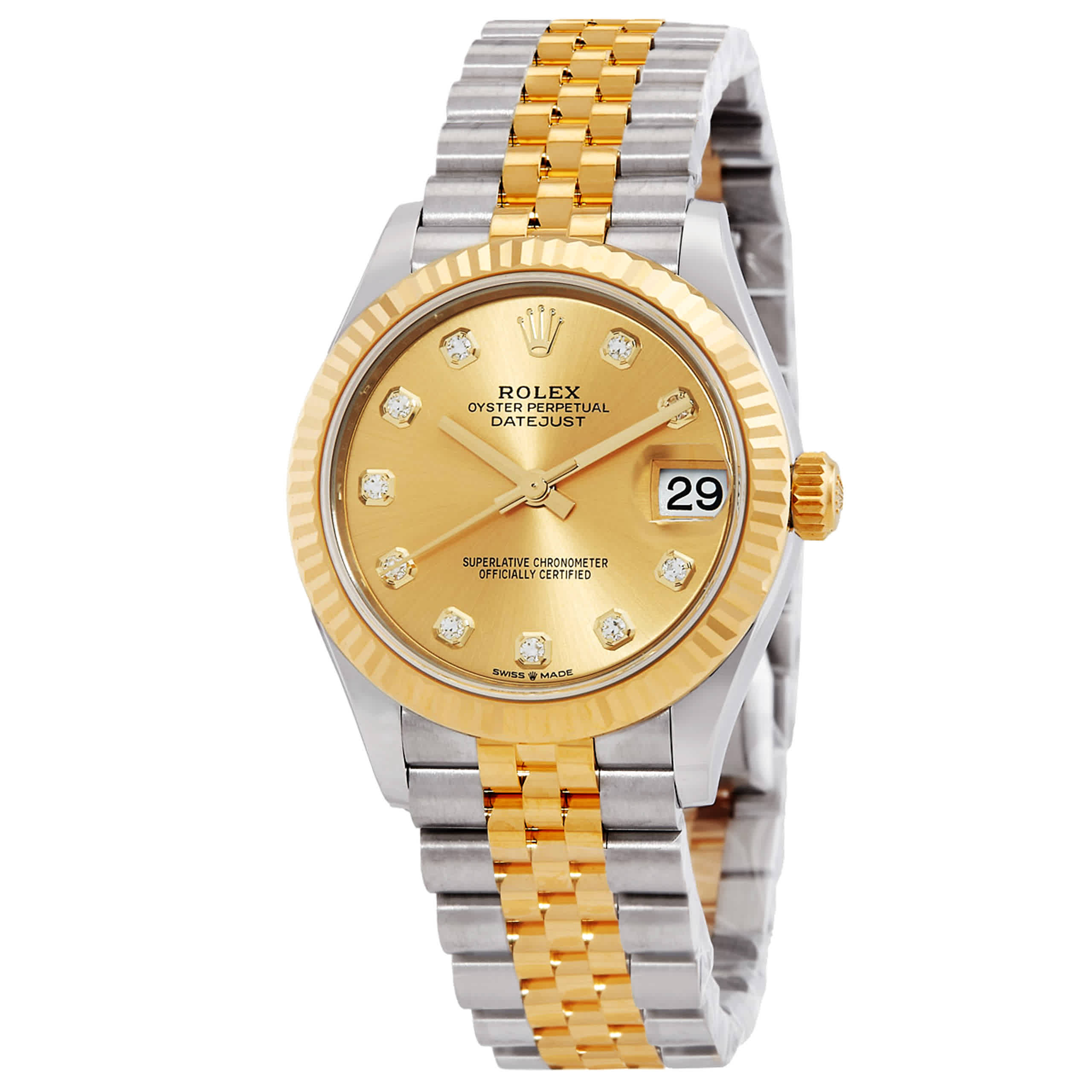 Rolex Datejust 31 Champagne Diamond Dial Automatic Ladies Steel and 18kt Yellow Gold Jubilee Watch 278273CDJ