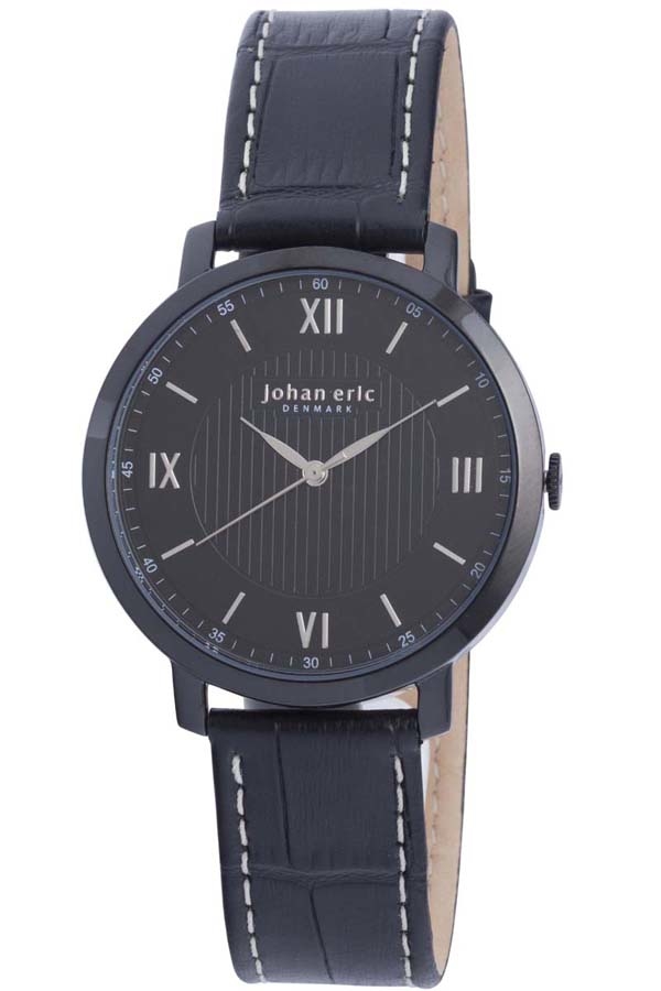 Johan Eric Koge Round Black IP Steel Black Dial Brown Leather Watch JE1700-13-007 120$