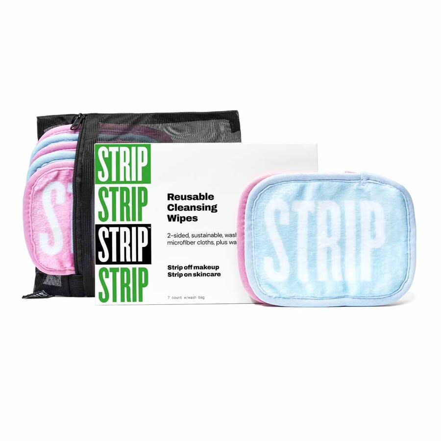 Strip Makeup Reusable Cleansing Wipes 7 oz Blue/Pink Skin Care 860007941351