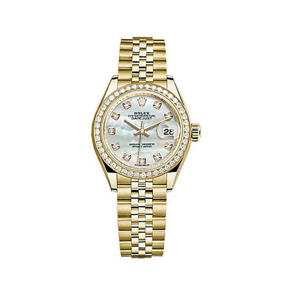 rolex ladydatejust mother of pearl dial 18 carat yellow gold jubilee watch 279138mdj