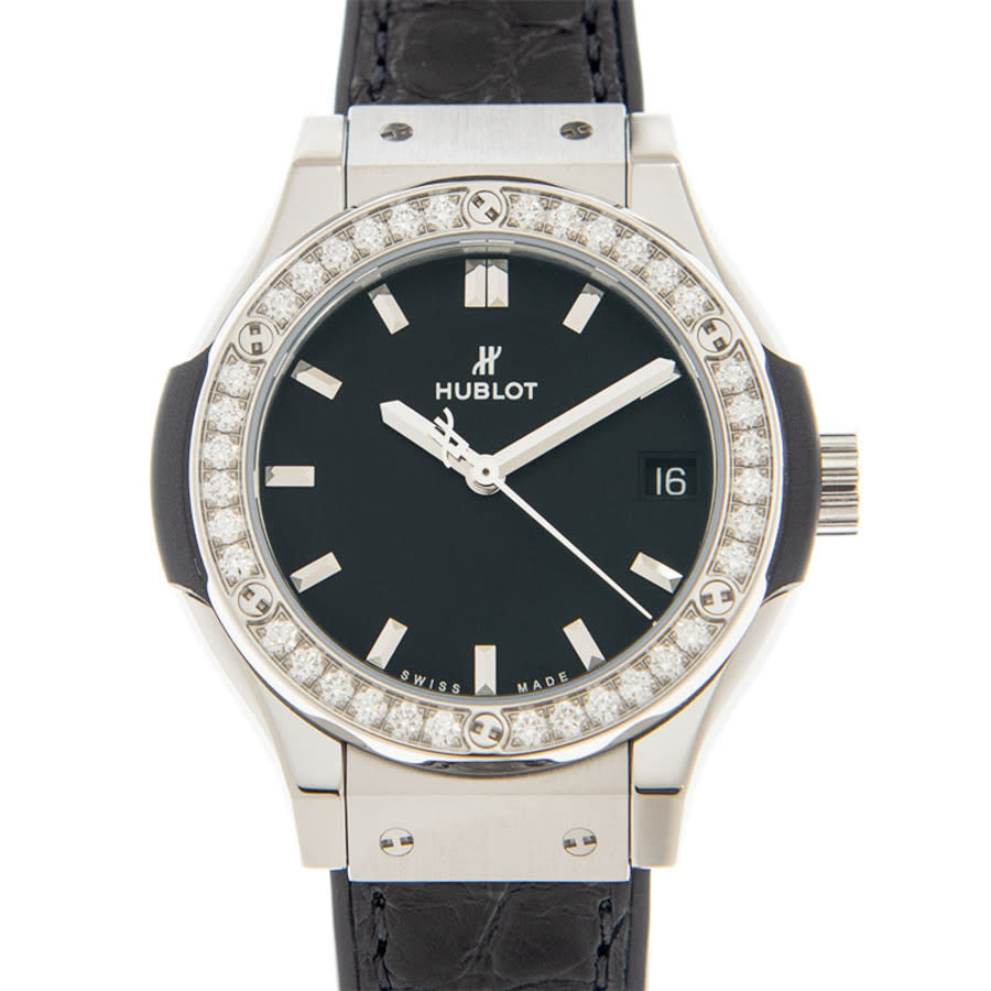 Hublot Classic Fusion Quartz Diamond Black Dial Ladies Watch 581.NX.1171.LR.1104