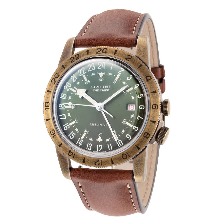 Glycine Airman Vintage The Chief GMT Automatic Green Dial Mens Watch GL0307 732$