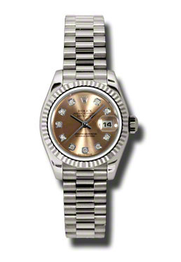 Rolex LadyDatejust 26 Pink Dial 18K White Gold President Automatic Ladies Watch 179179PDP