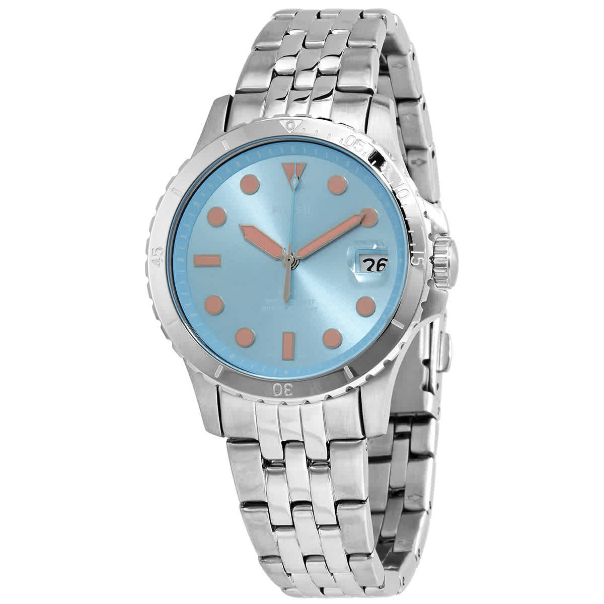 blue dial watches fossil