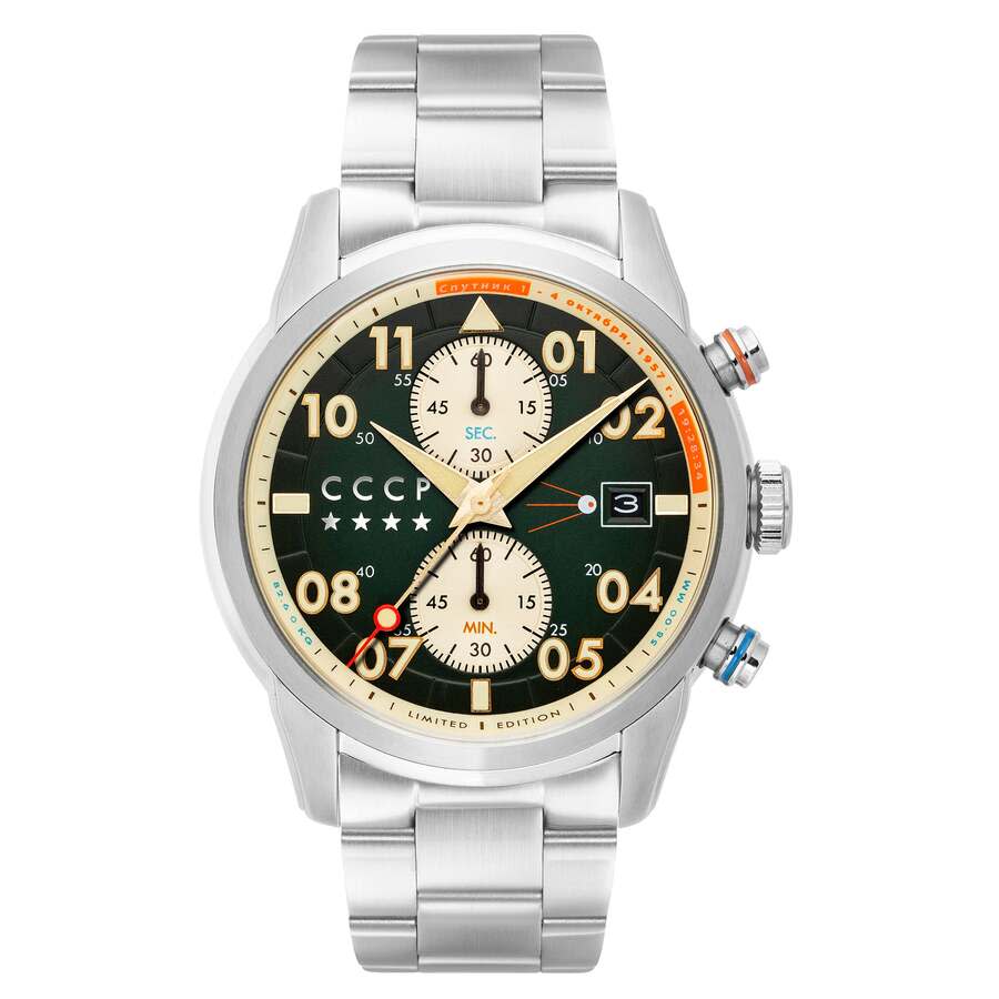 CCCP Sputnik Chronograph Quartz Green Dial Mens Watch CP-7098-33