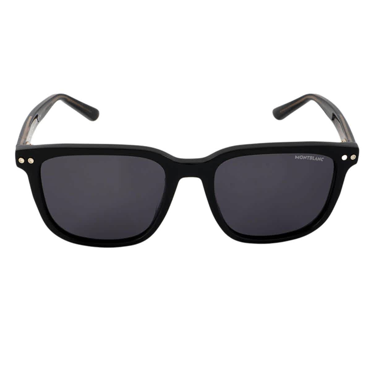 Montblanc MB0258SA Asian Fit 001 Men's Sunglasses Black Size 55